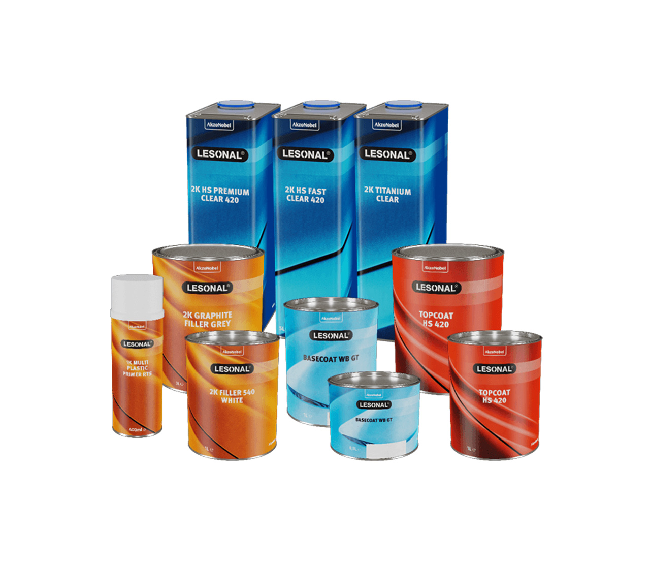 paints with different colours